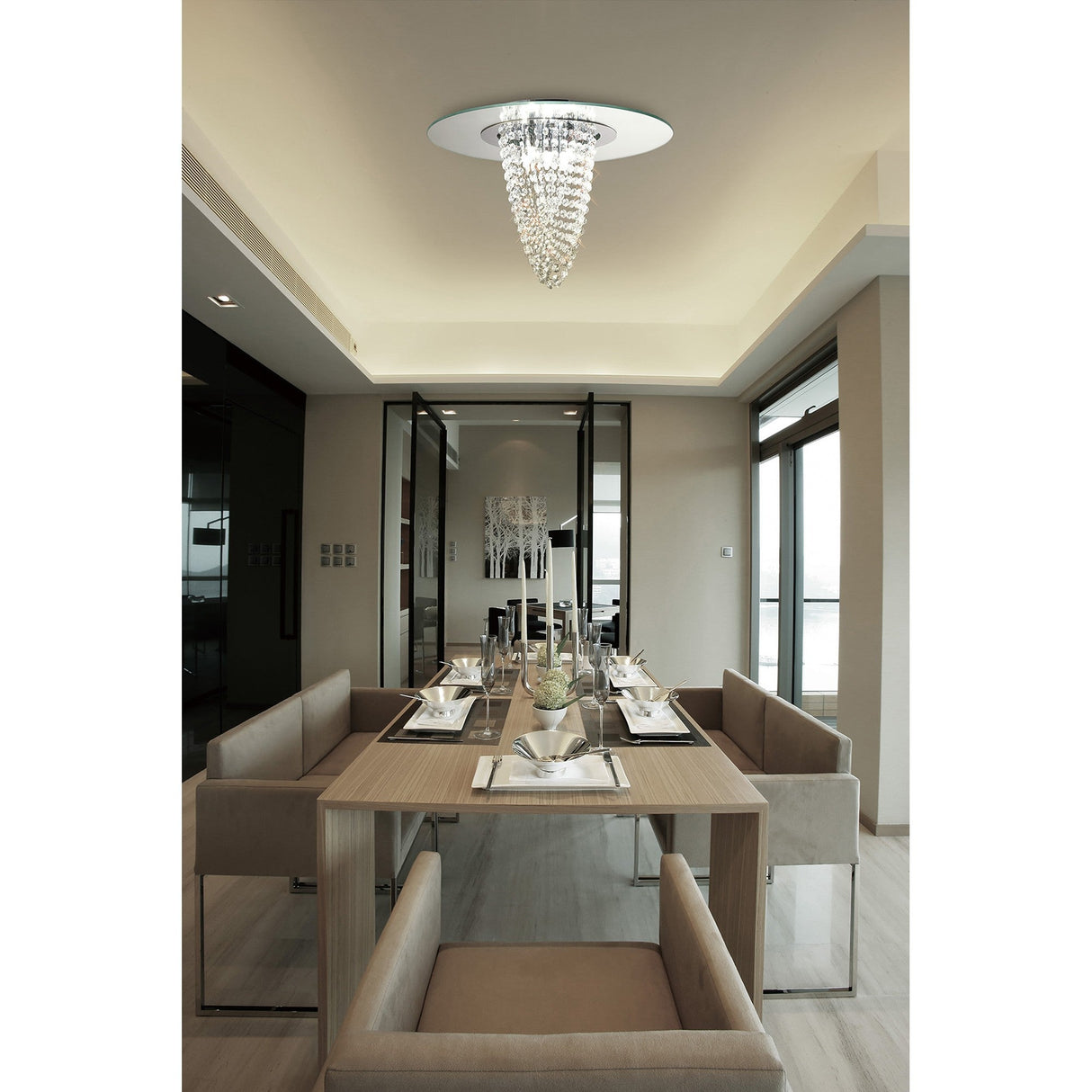 Oberon 5 Light Crystal Flush Ceiling Light - Polished Chrome