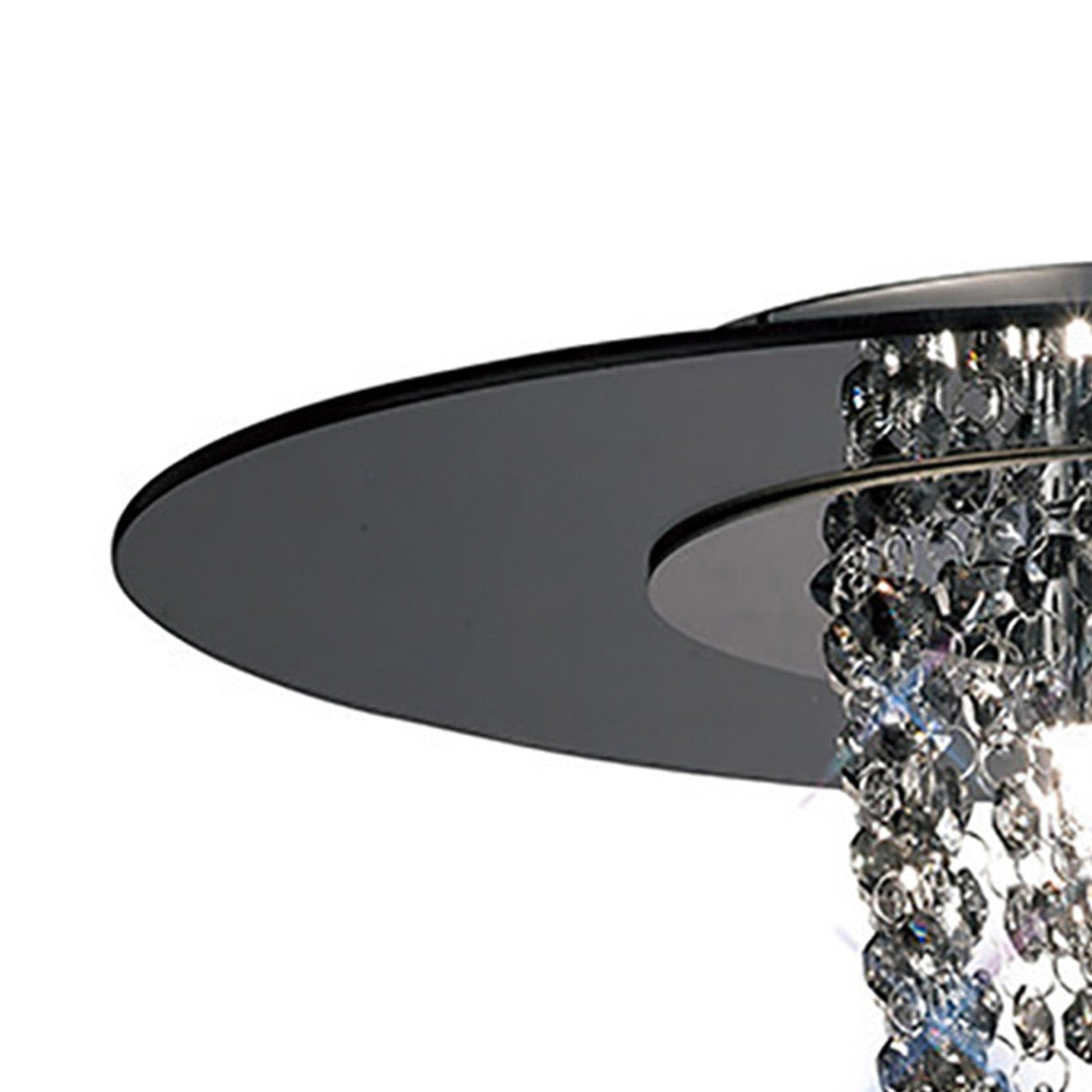 Oberon 5 Light Smoked Crystal Flush Ceiling Light - Polished Chrome