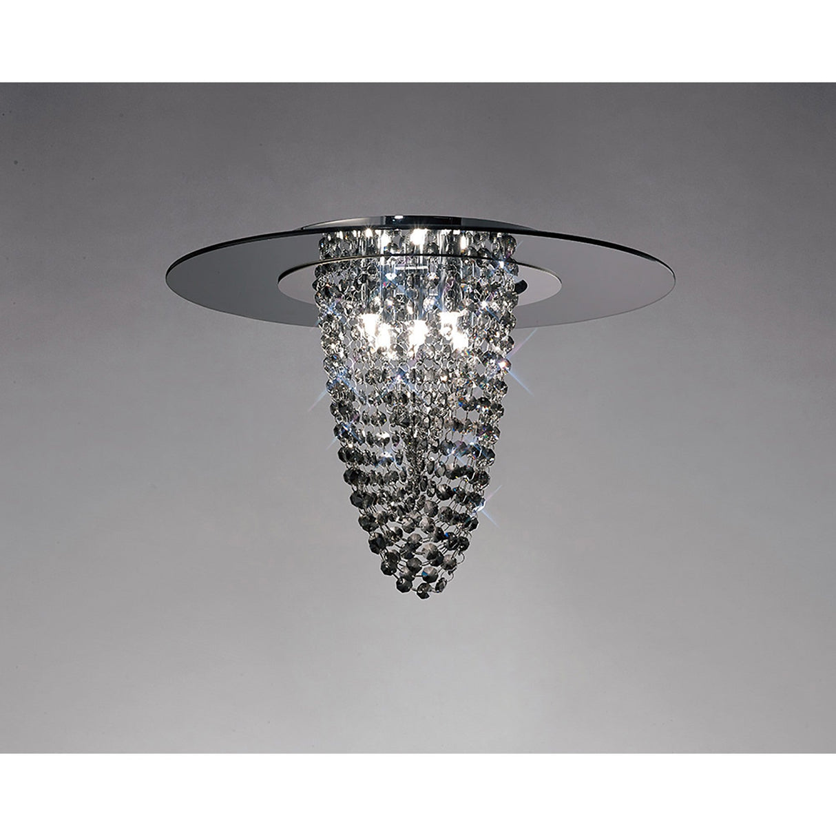Oberon 5 Light Smoked Crystal Flush Ceiling Light - Polished Chrome