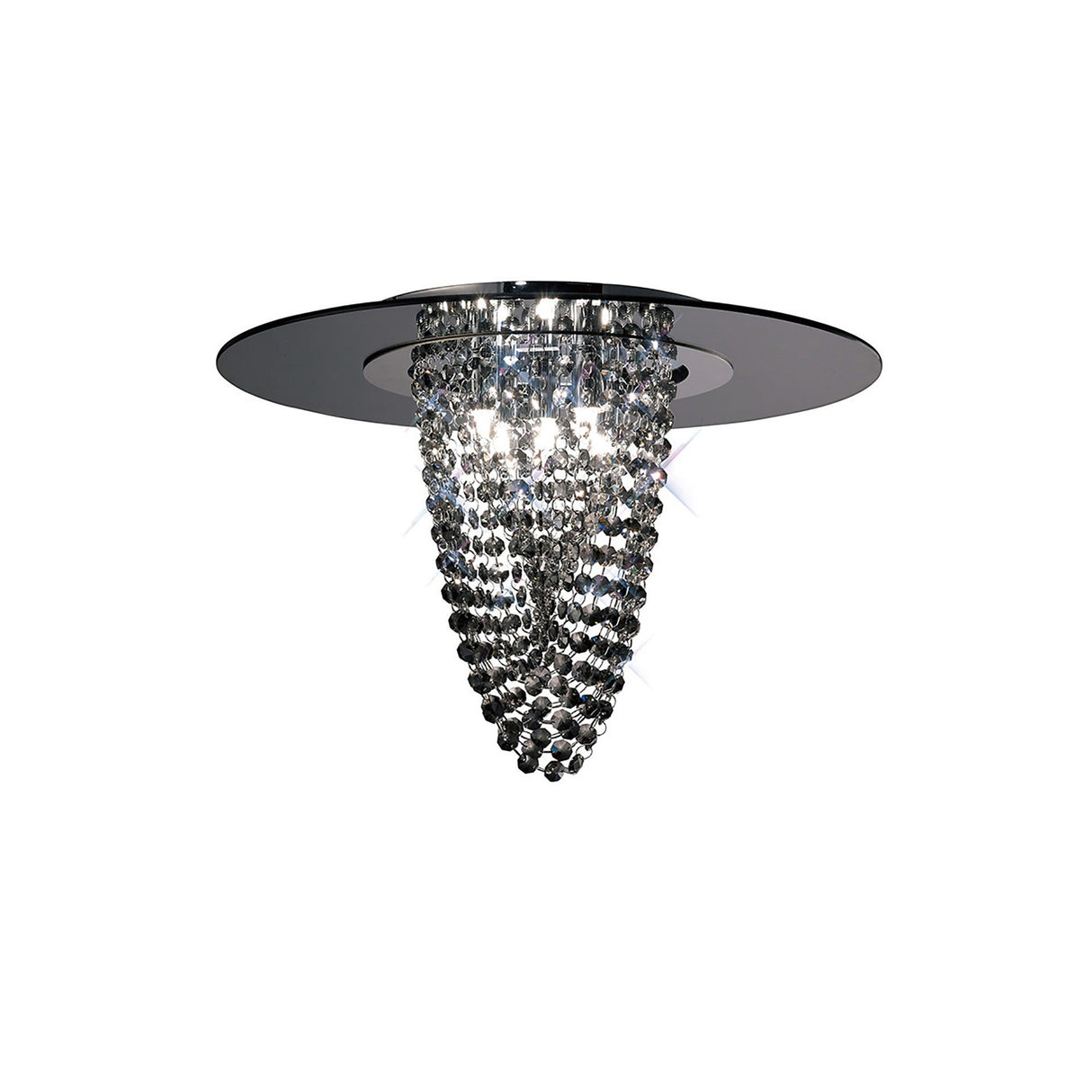 Oberon 5 Light Smoked Crystal Flush Ceiling Light - Polished Chrome