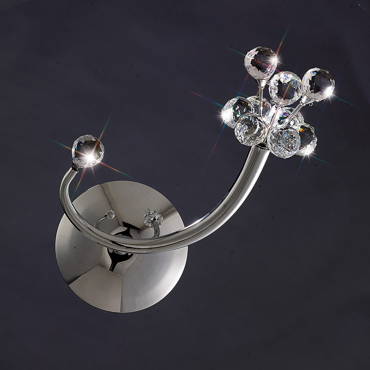 Octavia 1 Light Crystal Left Wall Light With Switch - Chrome