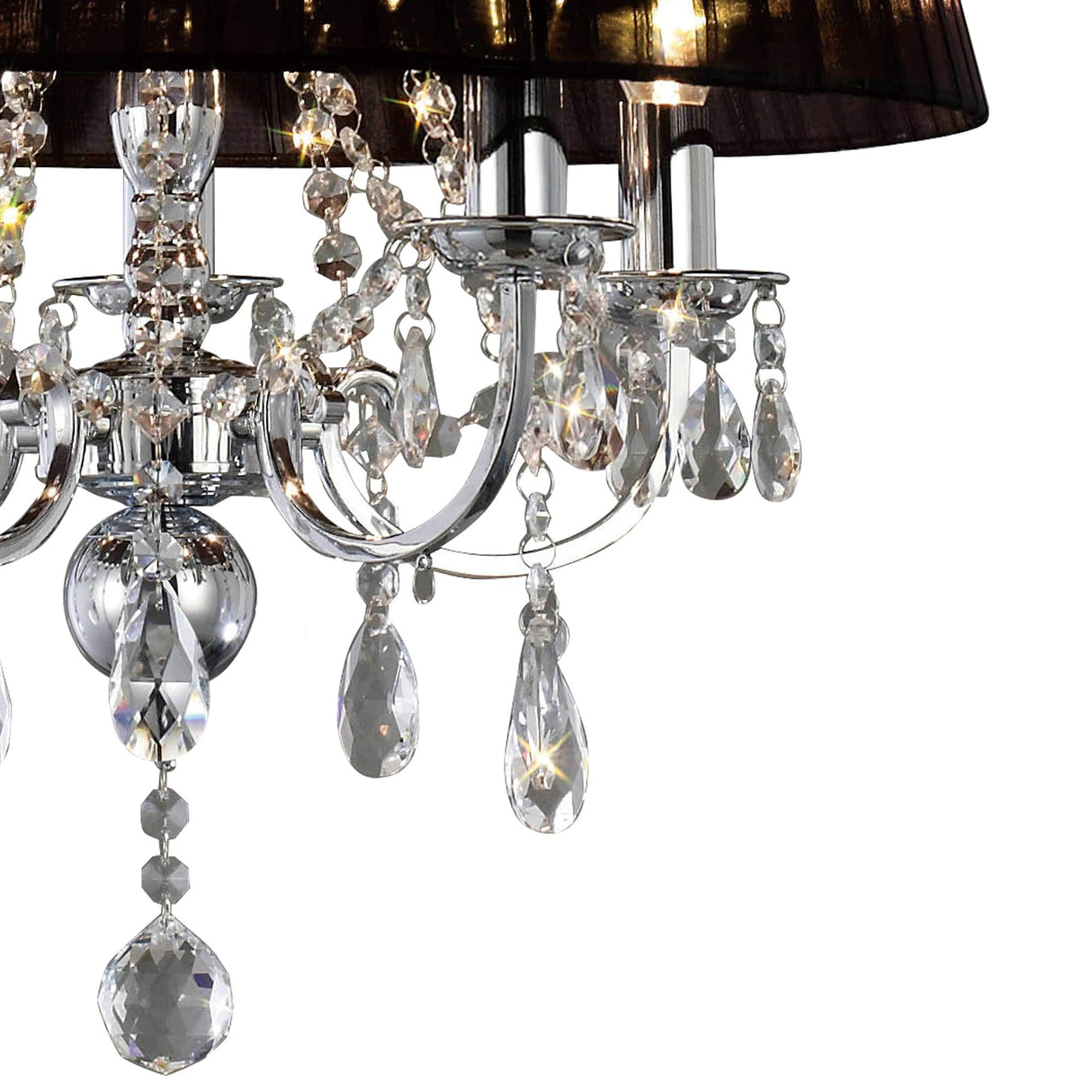 Olivia 50cm 5 Light Crystal Chandelier - Chrome With Black Shade