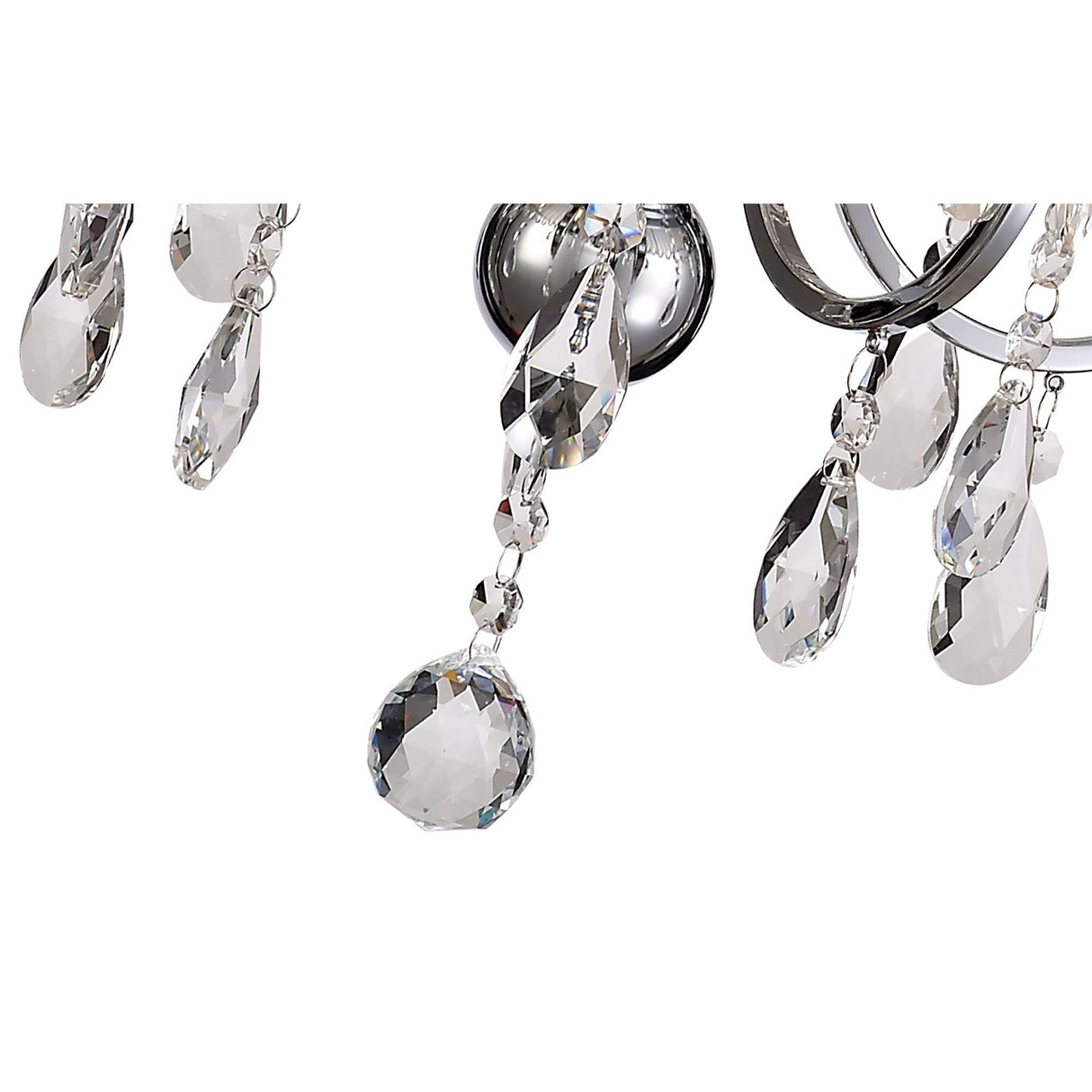 Olivia 50cm 5 Light Crystal Chandelier - Chrome With Grey Shade