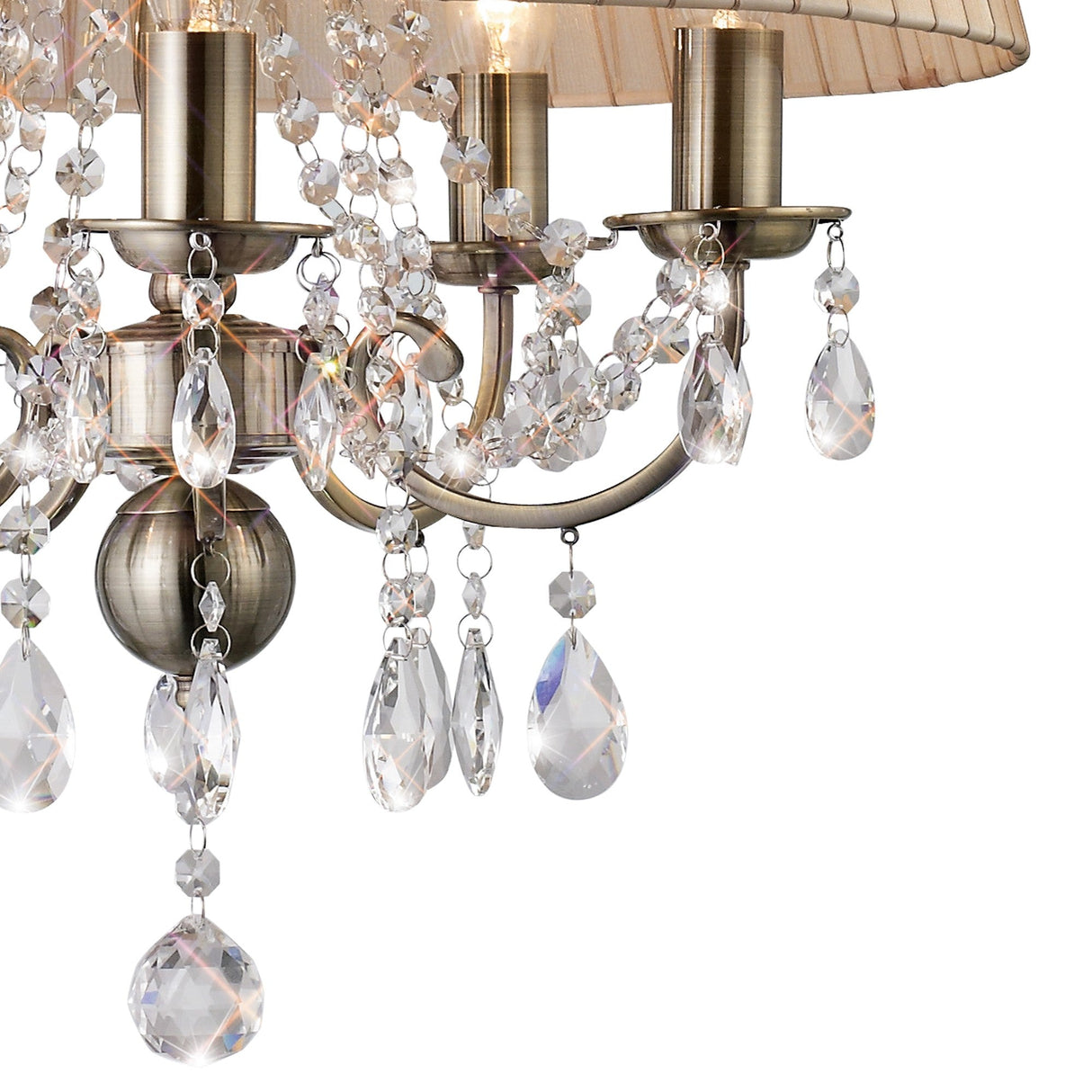 Olivia 50cm 5 Light Crystal Chandelier - Brass With Ivory Shade