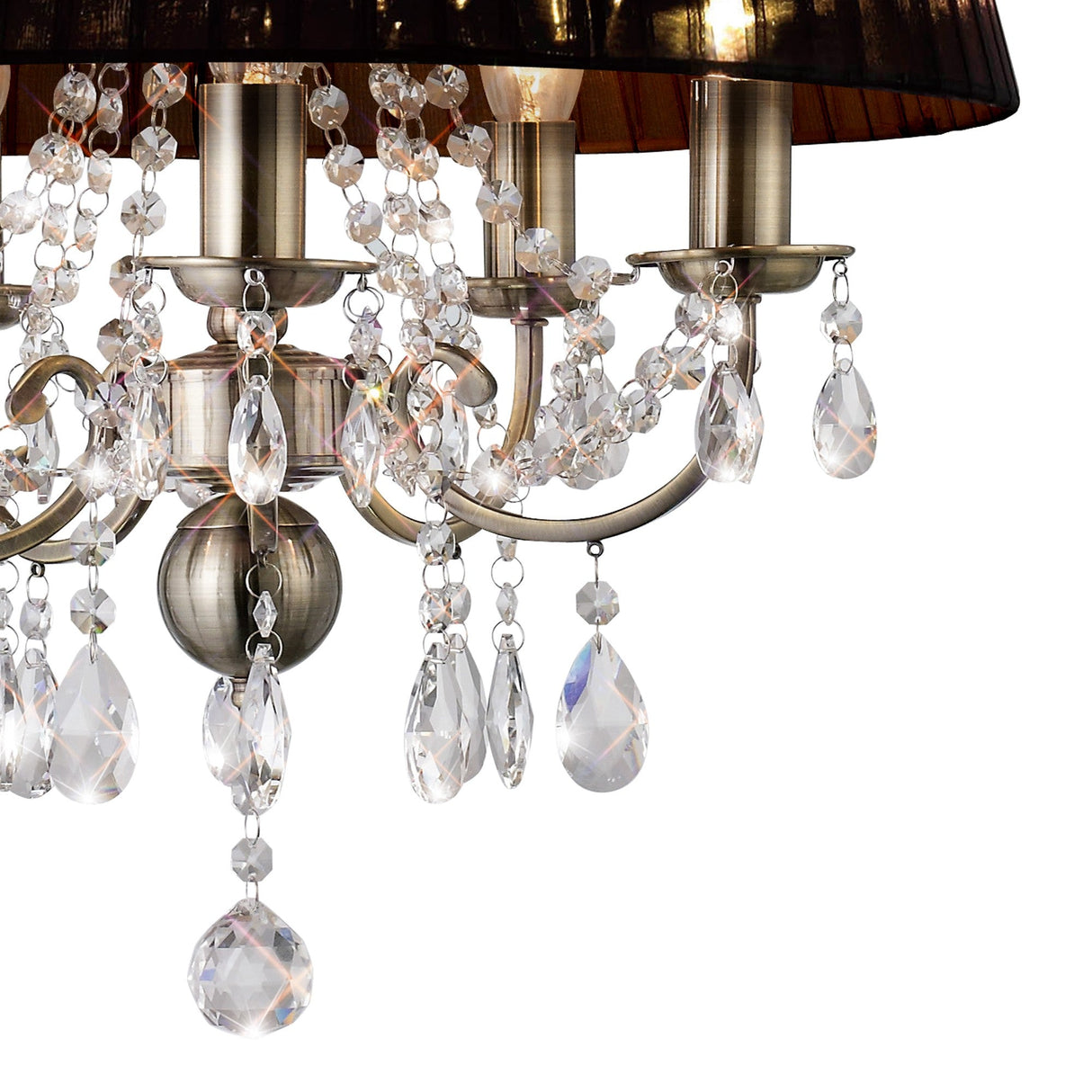 Olivia 50cm 5 Light Crystal Chandelier - Brass With Black Shade