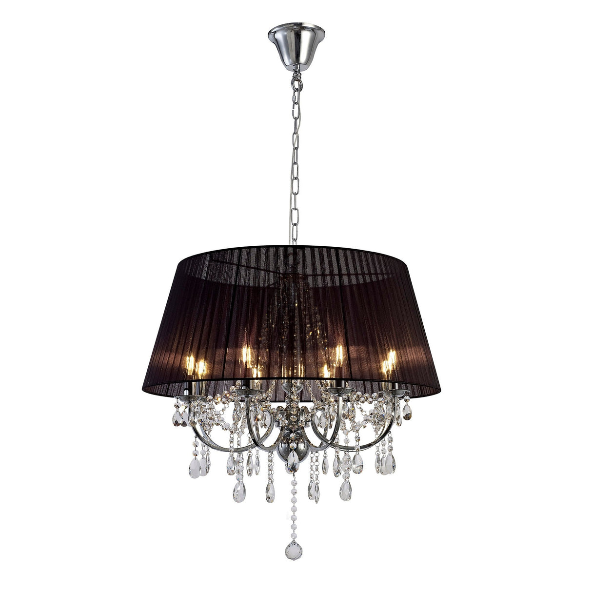 Olivia 70cm 8 Light Crystal Chandelier - Chrome With Black Shade