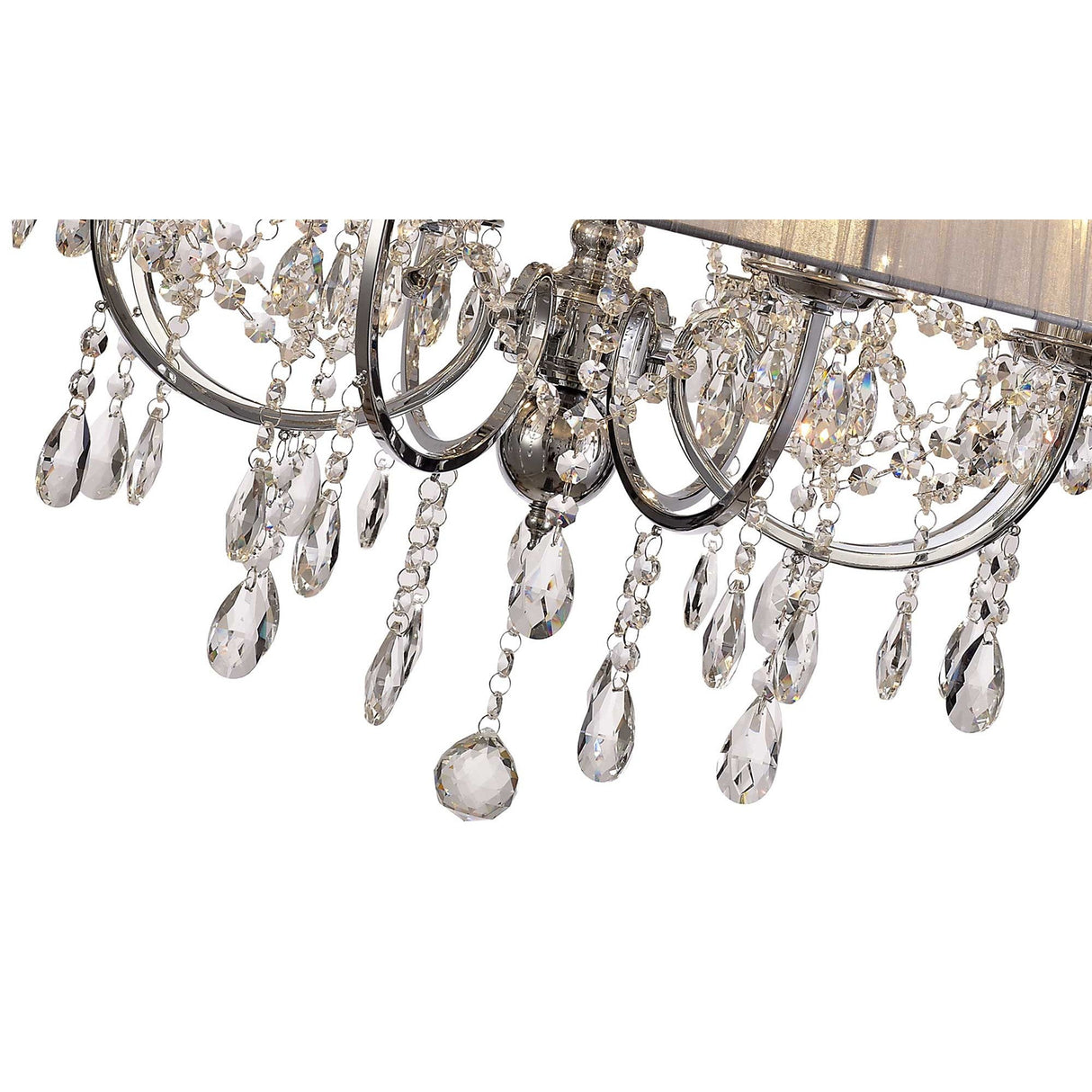 Olivia 70cm 8 Light Crystal Chandelier - Chrome With Grey Shade