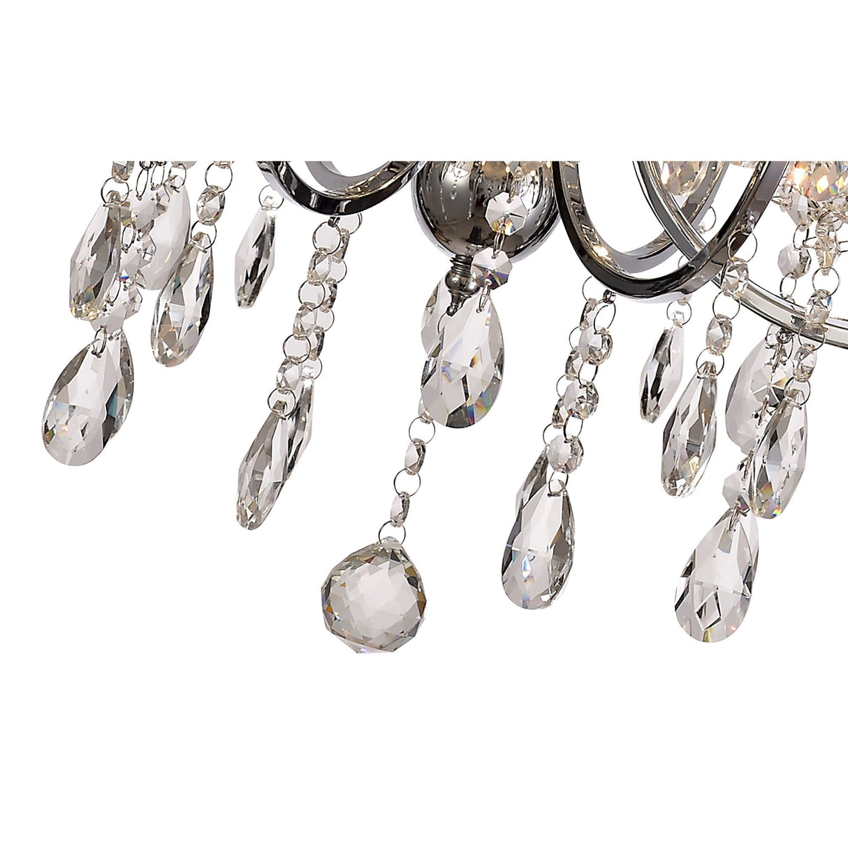 Olivia 70cm 8 Light Crystal Chandelier - Chrome With Grey Shade