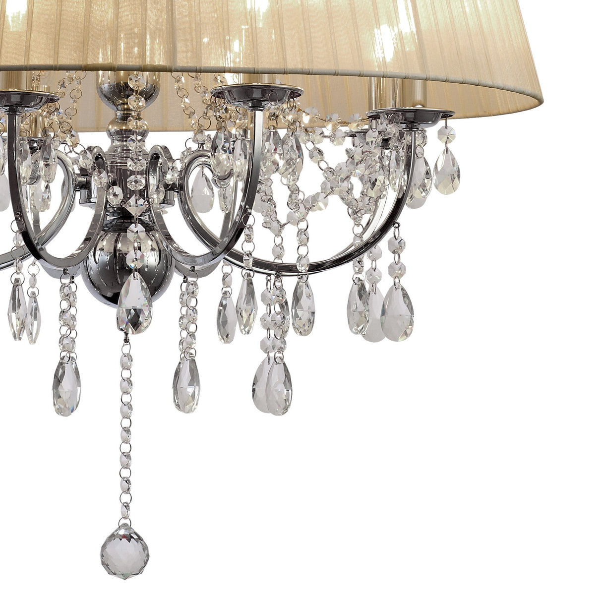 Olivia 70cm 8 Light Crystal Chandelier - Chrome With Bronze Shade