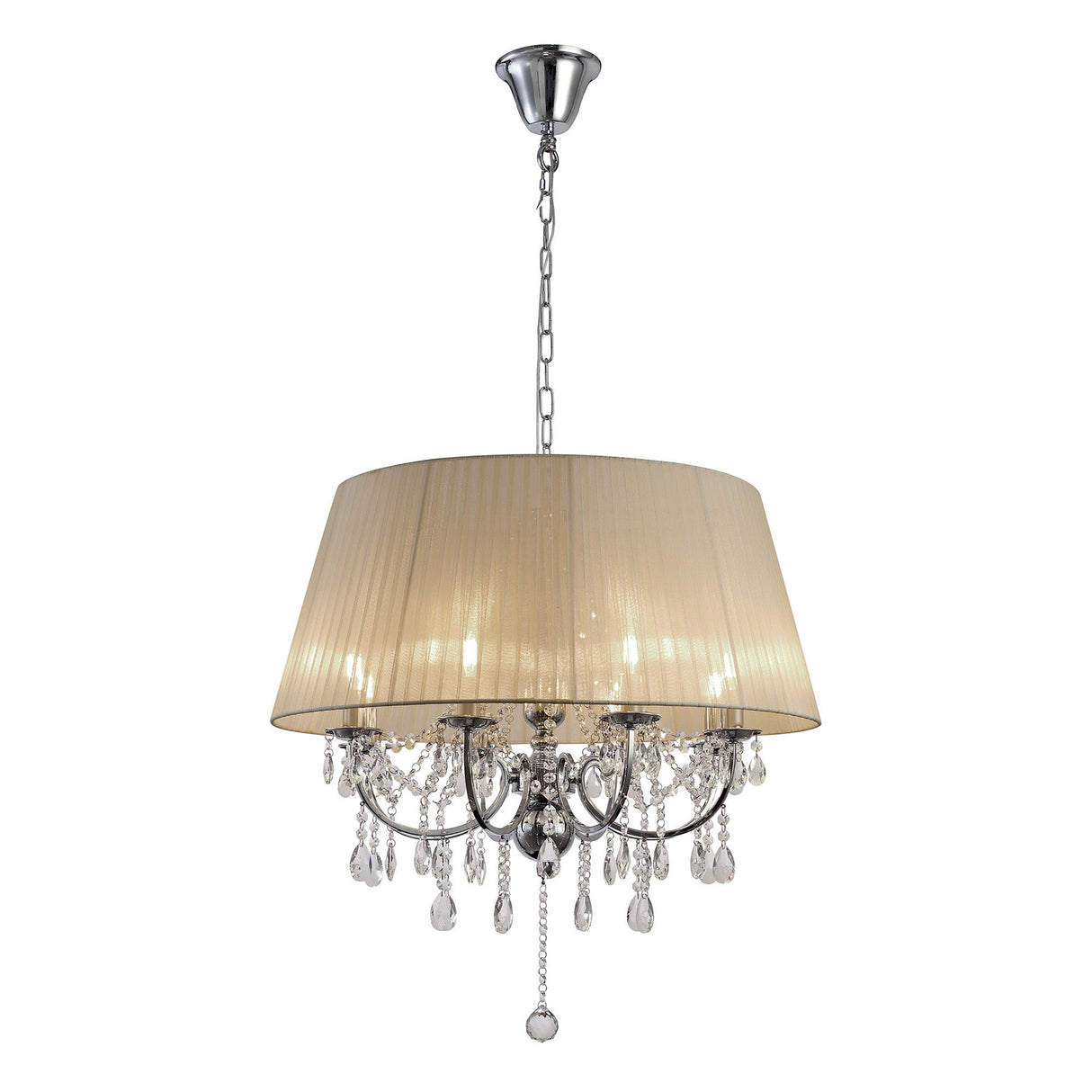 Olivia 70cm 8 Light Crystal Chandelier - Chrome With Bronze Shade