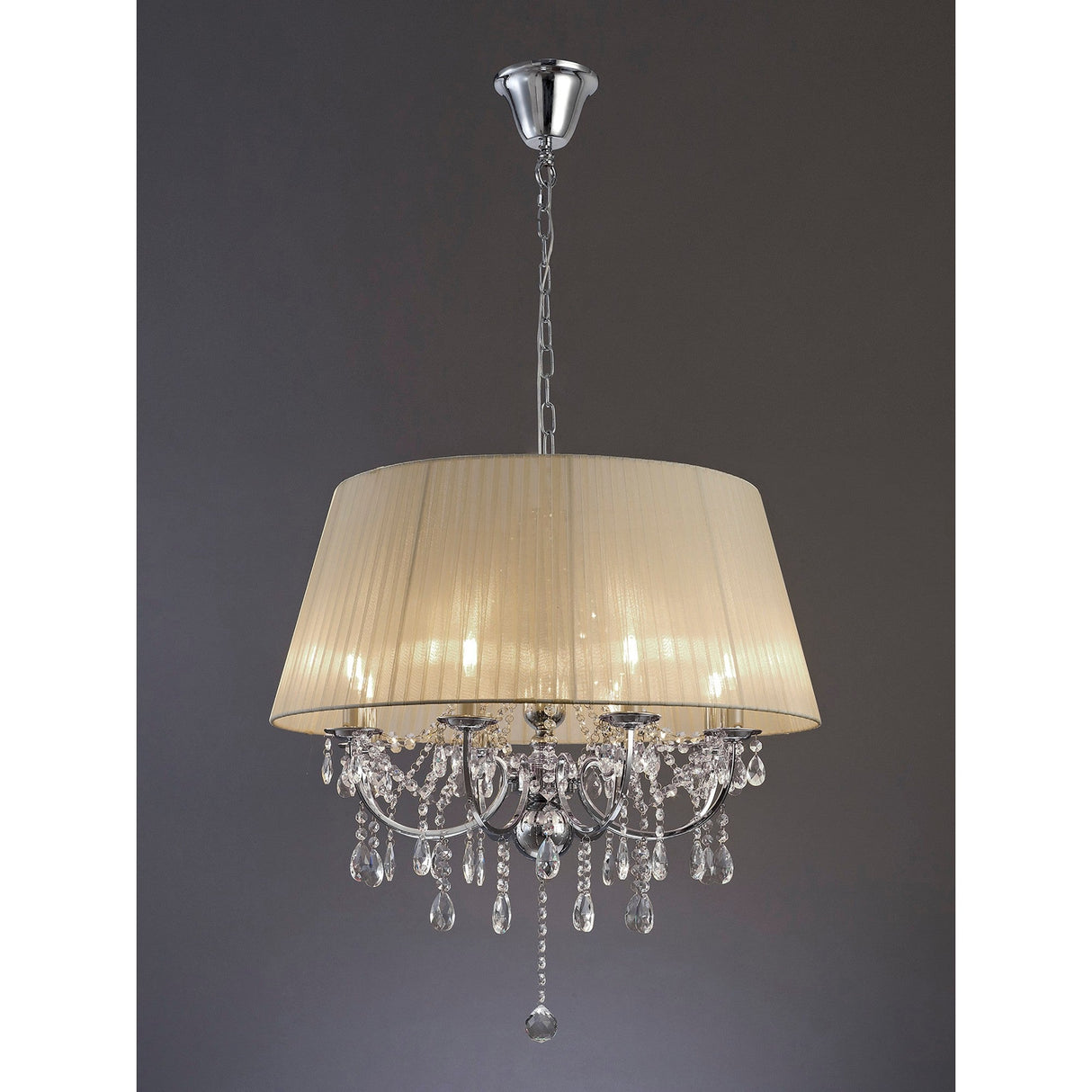 Olivia 70cm 8 Light Crystal Chandelier - Chrome With Bronze Shade