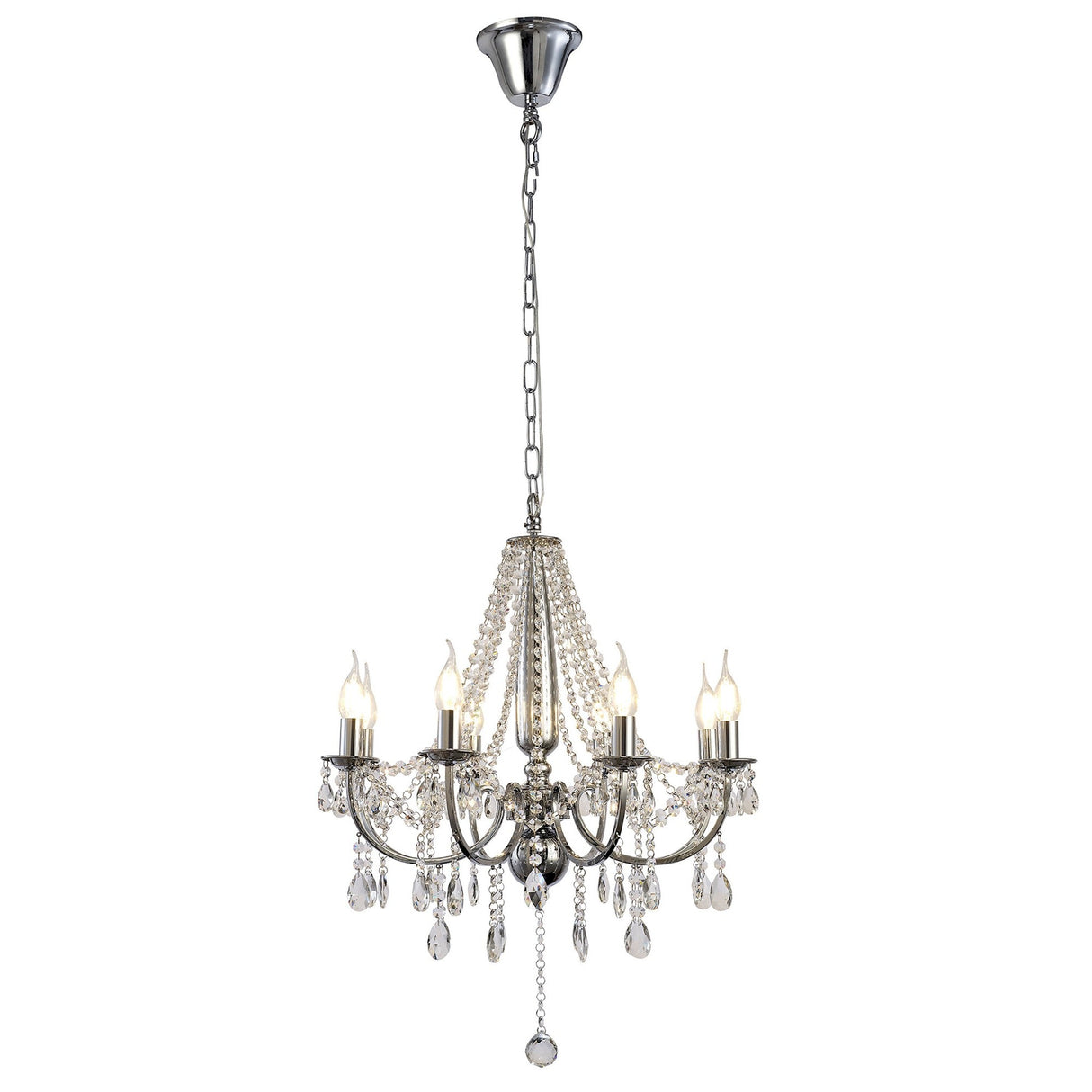 Olivia 58cm 8 Light Crystal Chandelier - Chrome (Without Shade)