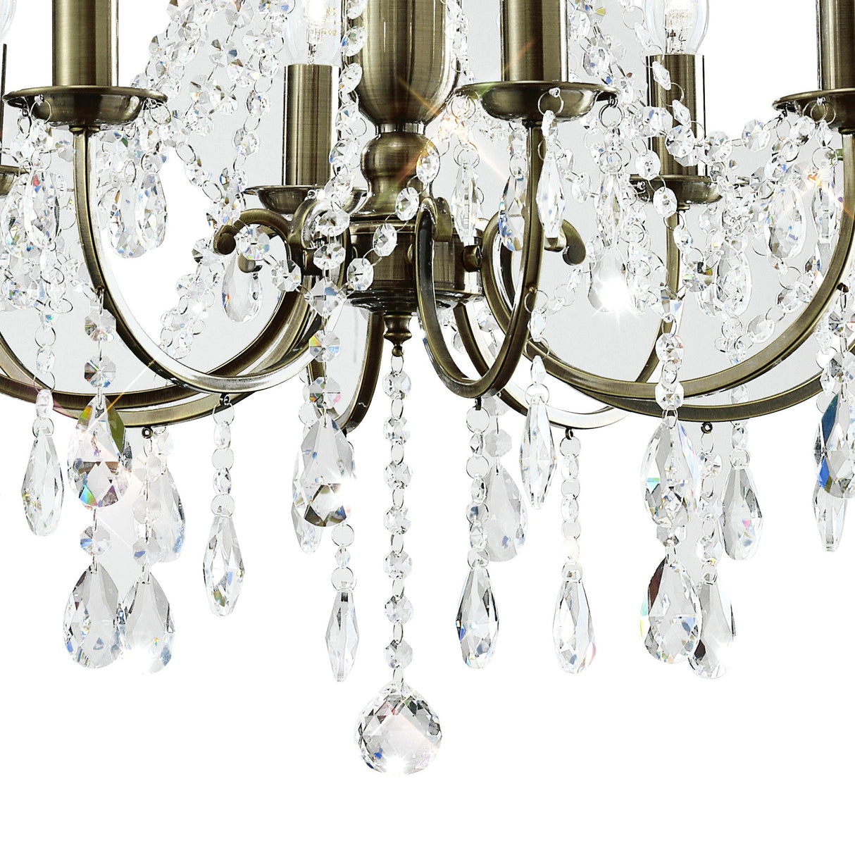 Olivia 58cm 8 Light Crystal Chandelier - Brass (Without Shade)