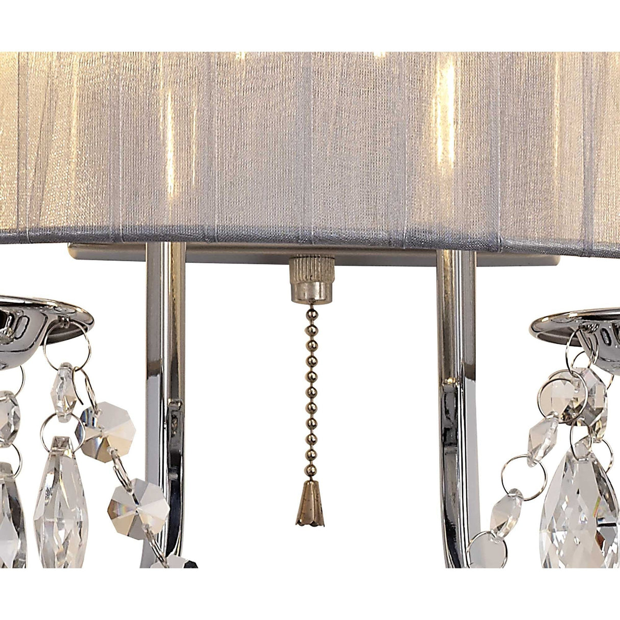 Olivia 2 Light Crystal Wall Light With Switch - Chrome With Grey Shade