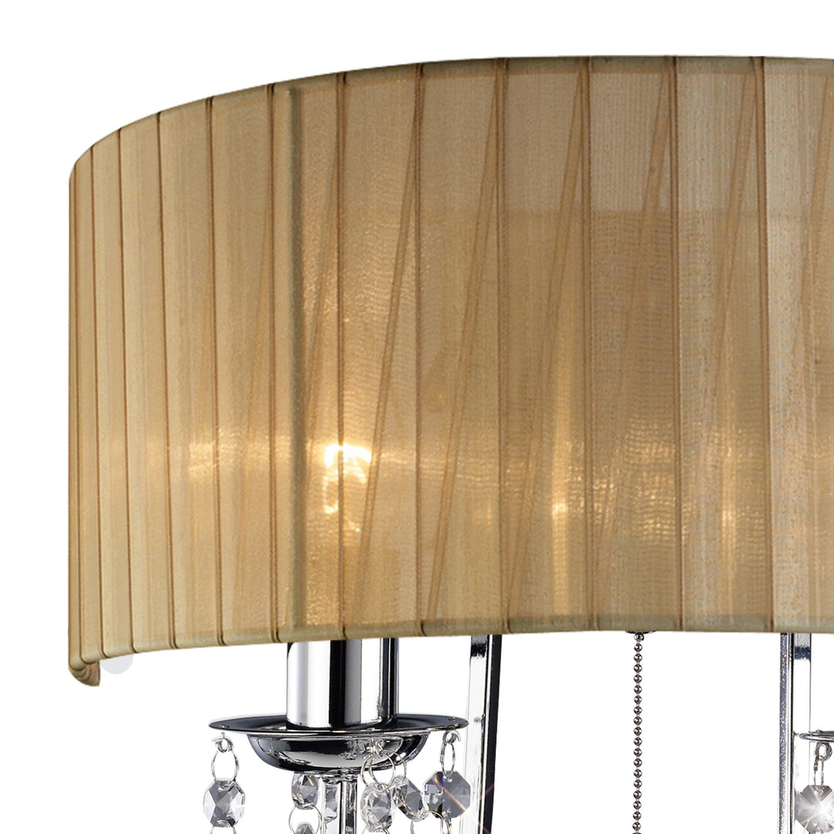 Olivia 2 Light Crystal Wall Light With Switch - Chrome With Bronze Shade