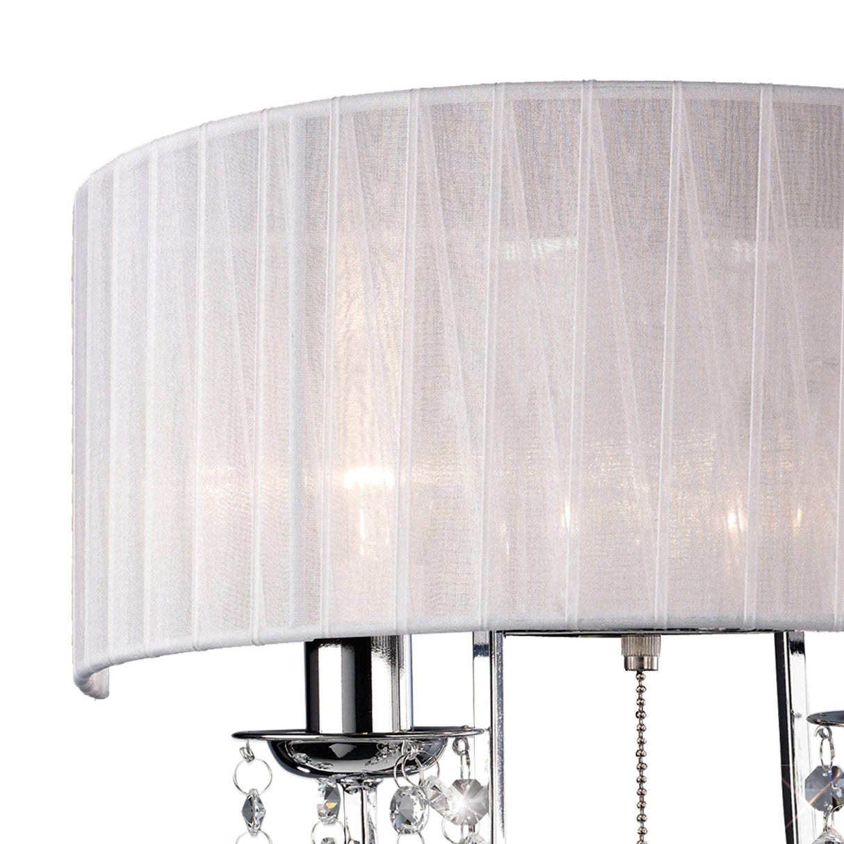 Olivia 2 Light Crystal Wall Light With Switch - Chrome With White Shade
