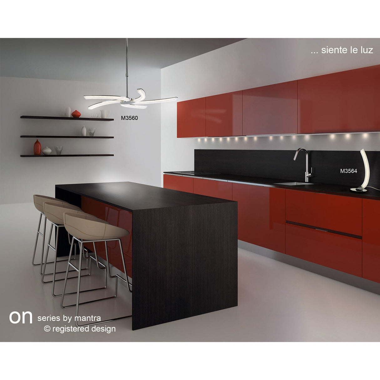 On LED Frosted Acrylic Left Table Lamp 5W 3000K - Chrome