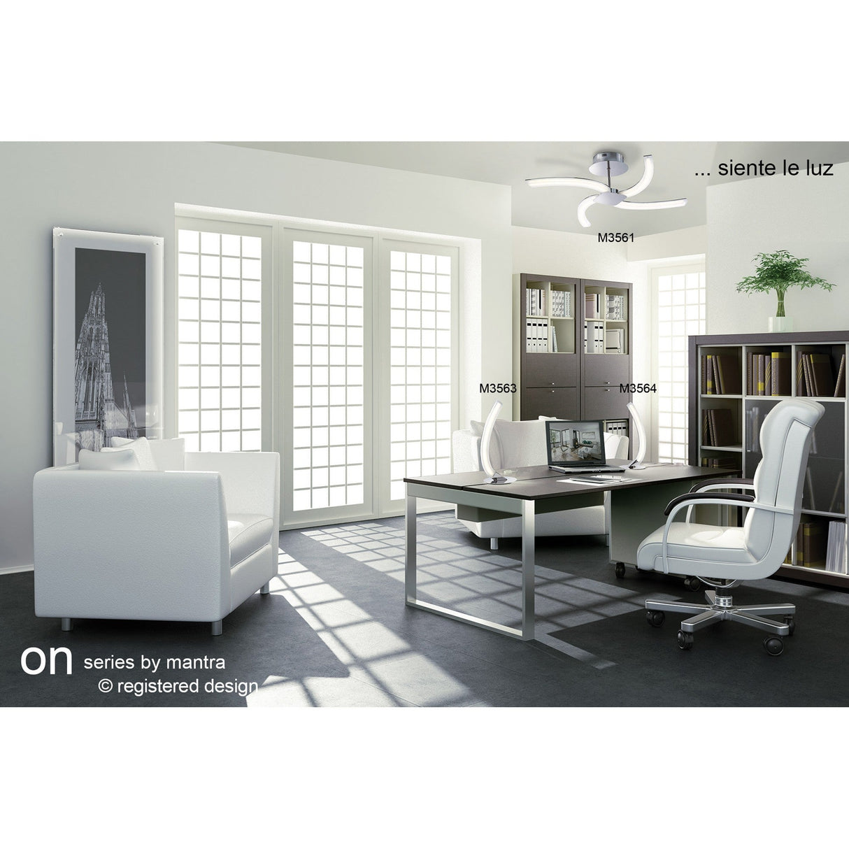 On LED Frosted Acrylic Left Table Lamp 5W 3000K - Chrome