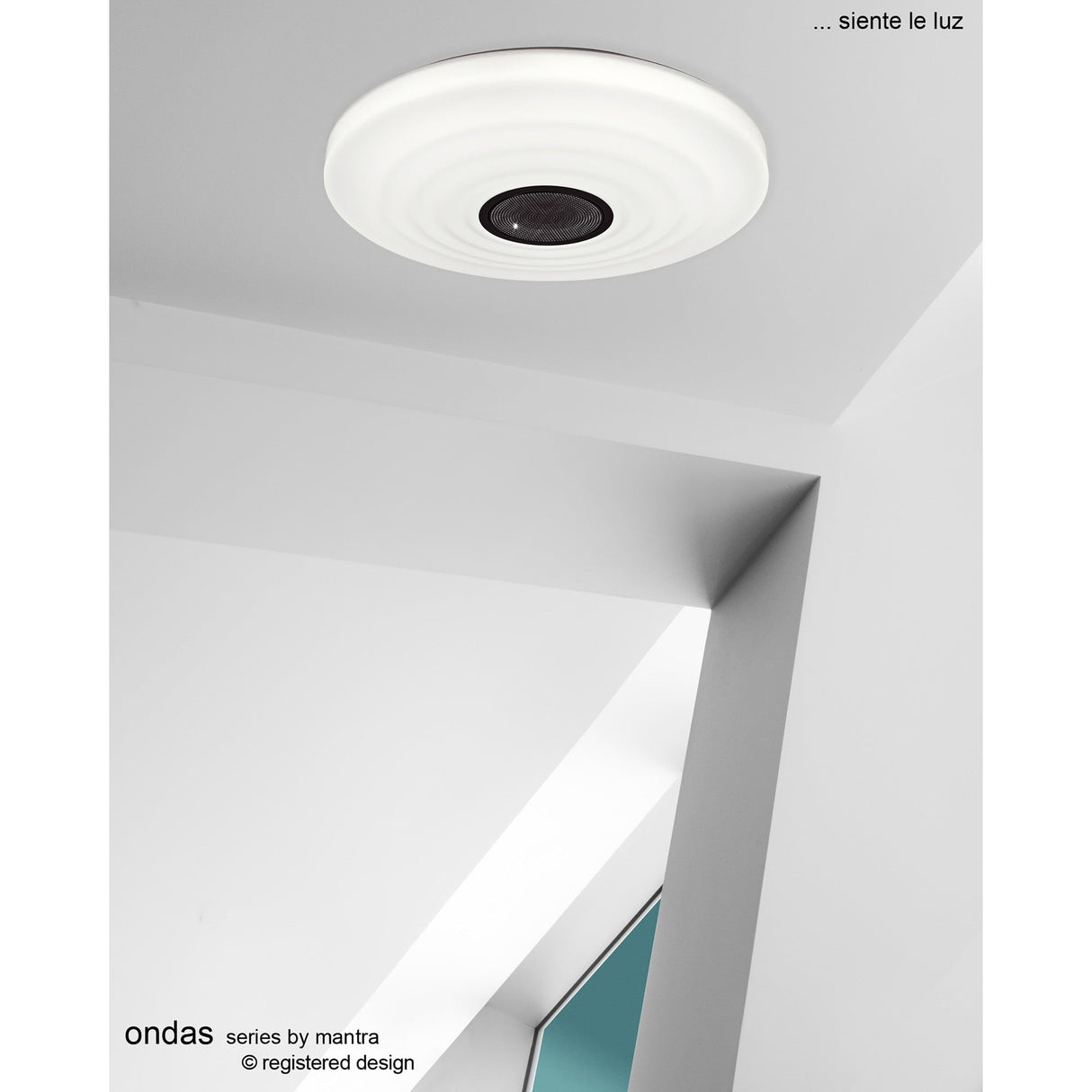 Ondas CCT LED Flush Ceiling Light With Bluetooth Speaker & Remote - White
