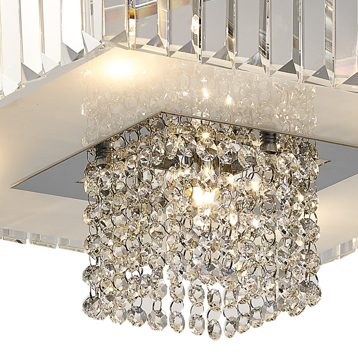 Ophelia 5 Light Crystal Semi-Flush Ceiling Light - Polished Chrome