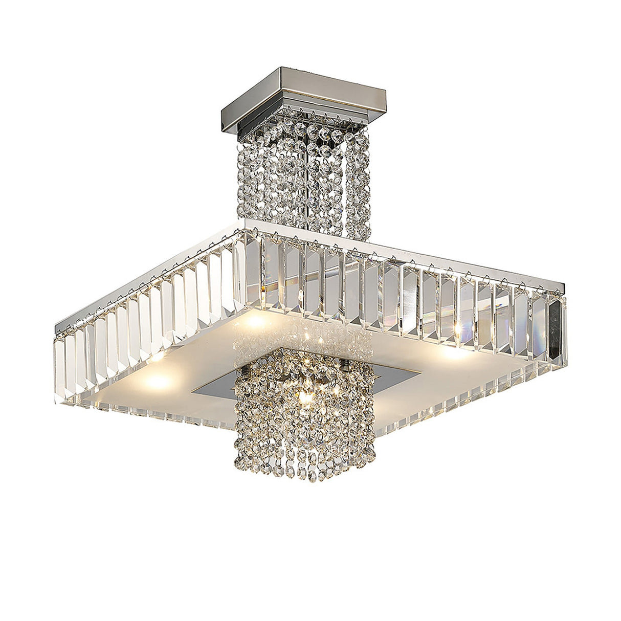 Ophelia 5 Light Crystal Semi-Flush Ceiling Light - Polished Chrome