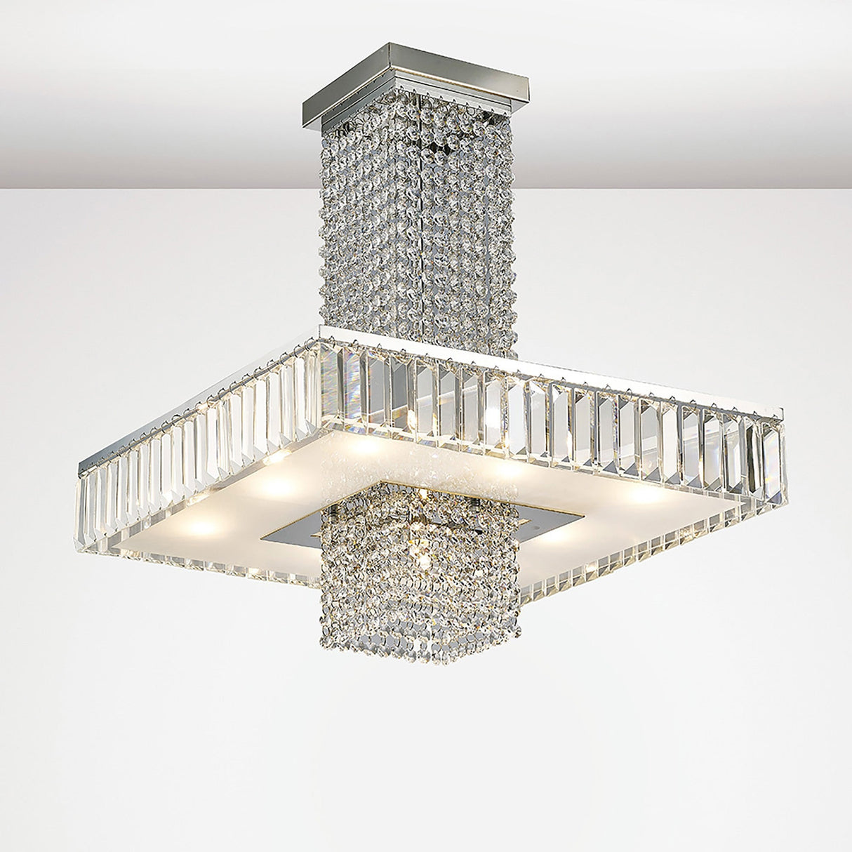Ophelia 9 Light Crystal Semi-Flush Ceiling Light - Polished Chrome
