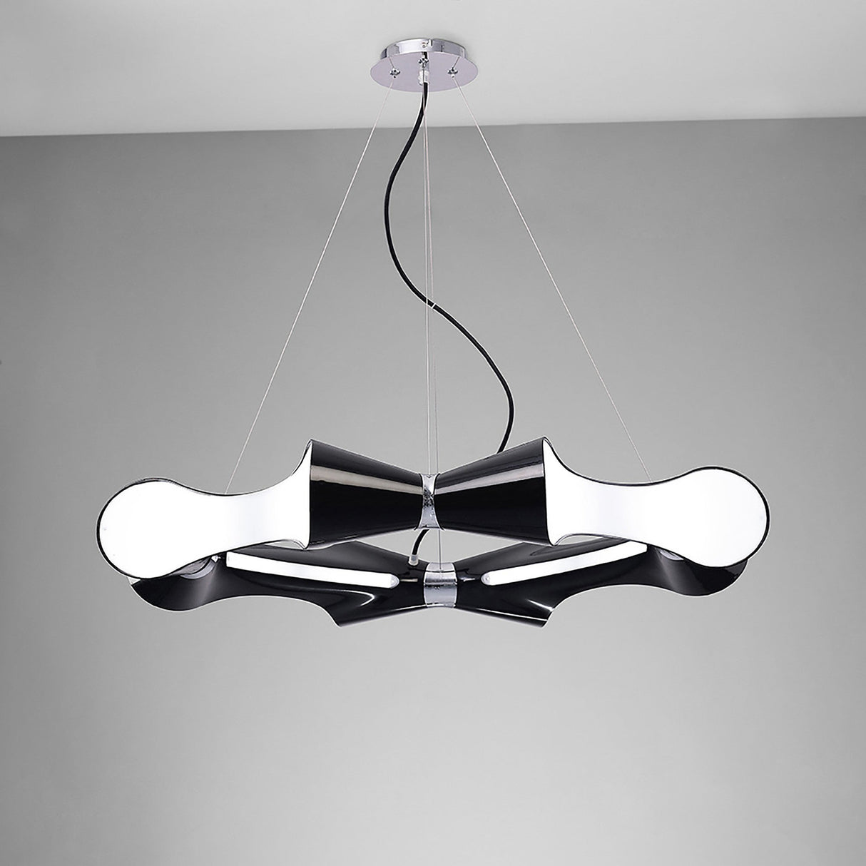 Ora 90cm LED Suspension Light - Gloss Black & Chrome