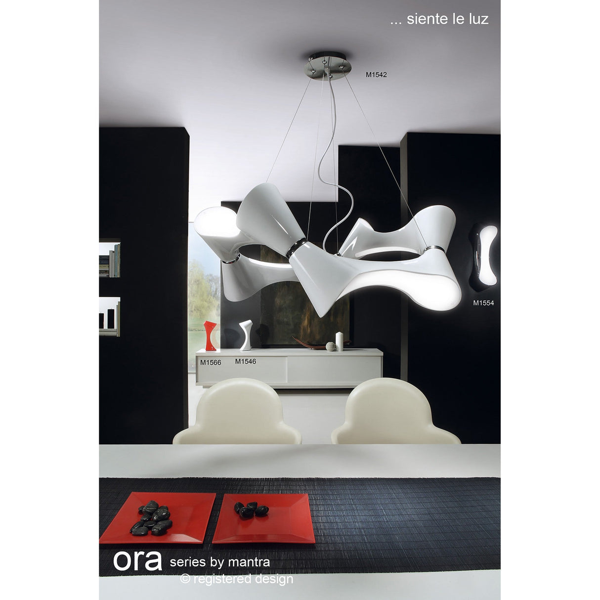 Ora 2 Light Wall Light - Gloss Black & Chrome