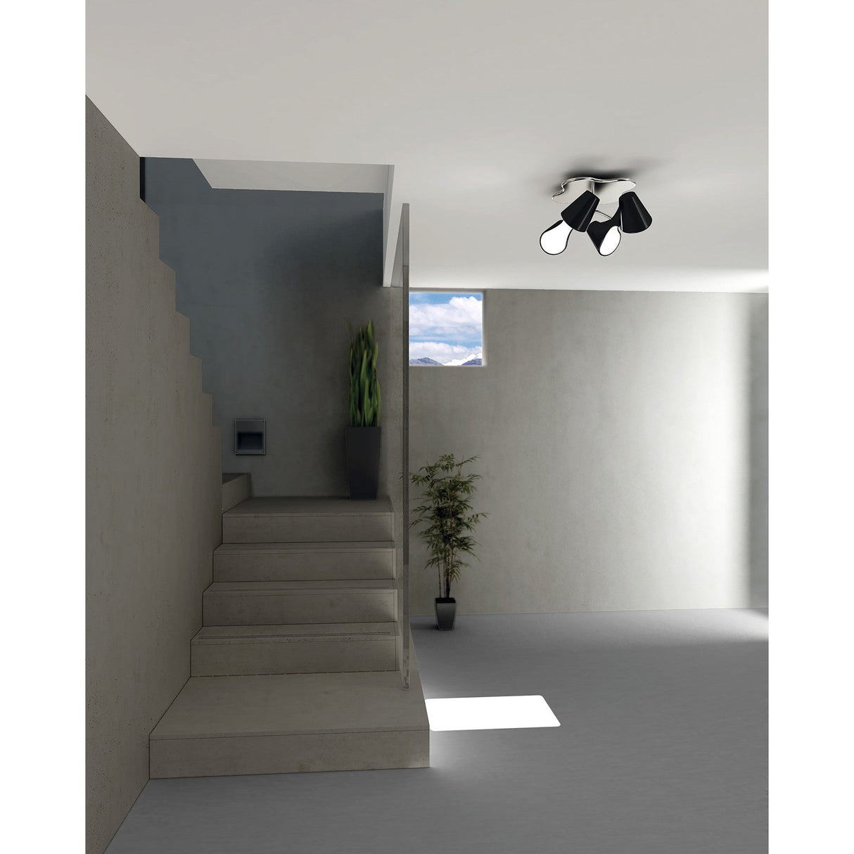 Ora 4 Light Semi-Flush Ceiling Light - Gloss Black
