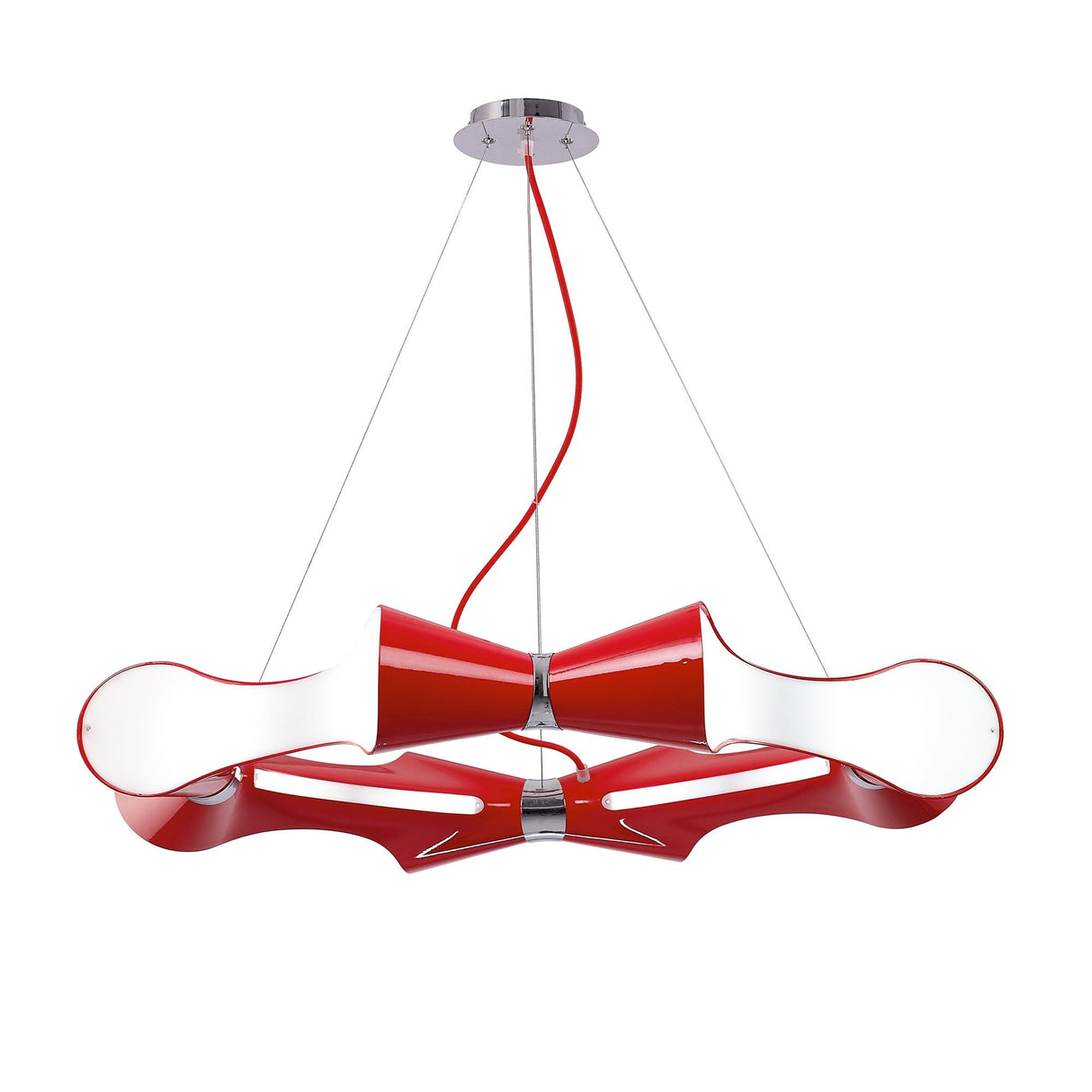 Ora 90cm LED Suspension Light - Gloss Red & Chrome