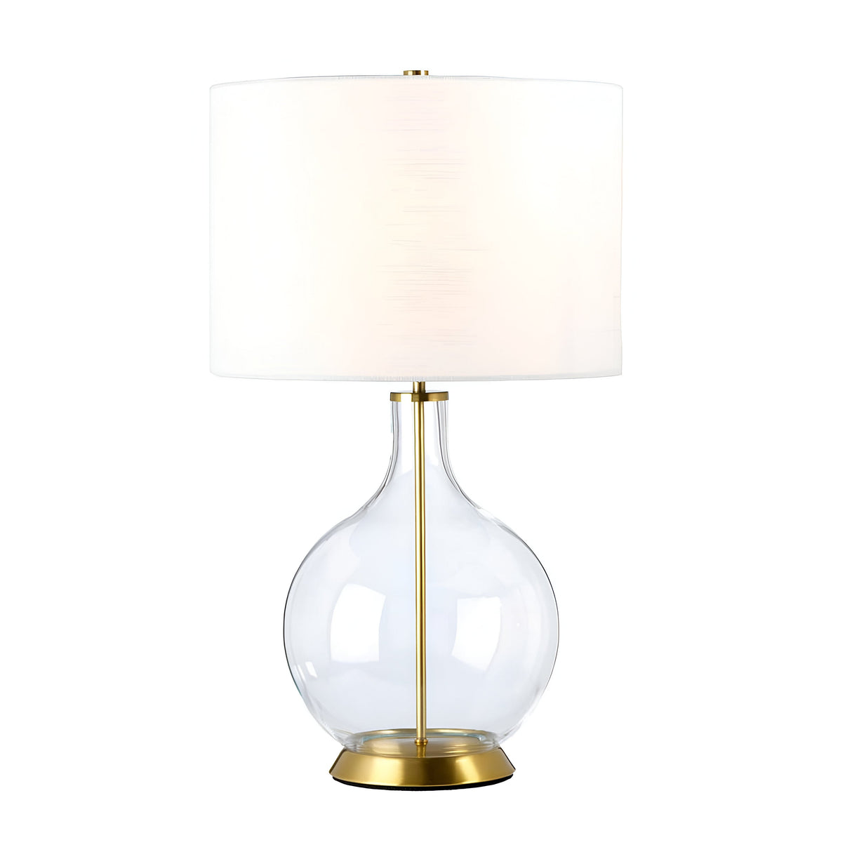 Orb 1 Light Table Lamp (Complete with White Shade) - Aged Brass with White Shade
