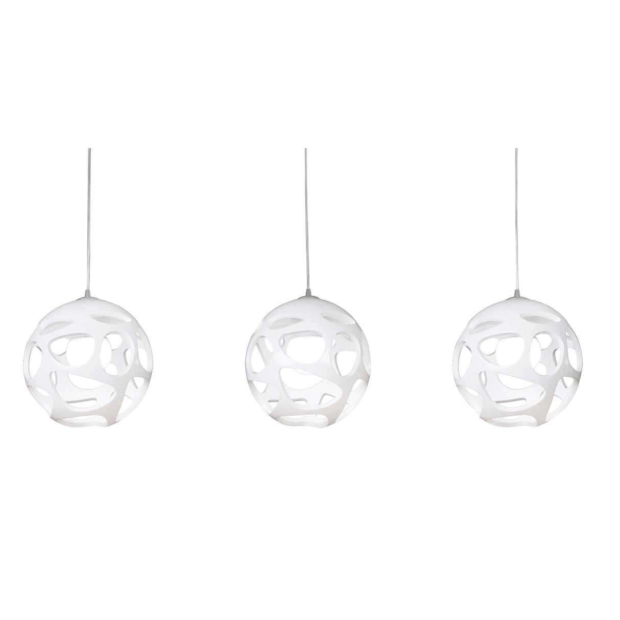 Organica 3 Light Bar Pendant Light - Gloss White & Polished Chrome