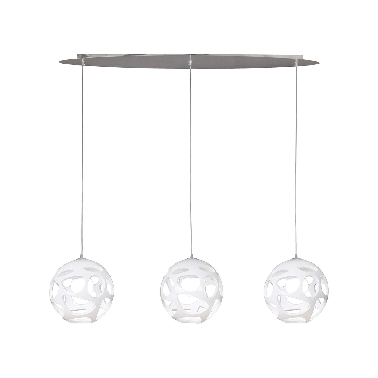 Organica 3 Light Bar Pendant Light - Gloss White & Polished Chrome
