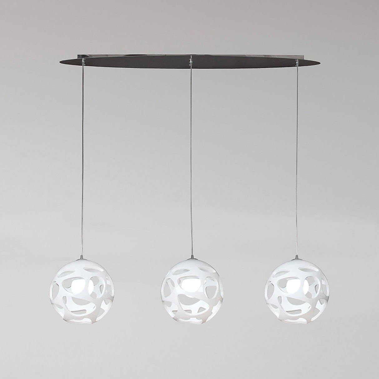Organica 3 Light Bar Pendant Light - Gloss White & Polished Chrome
