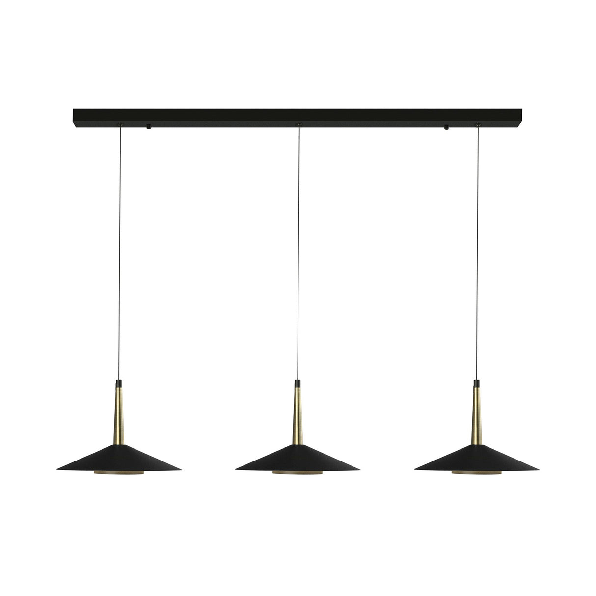 Orion 3 Light LED Bar Pendant Light 24W 3000K - Black & Brass