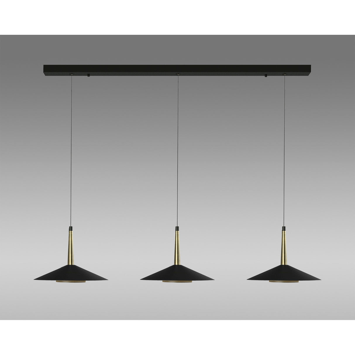 Orion 3 Light LED Bar Pendant Light 24W 3000K - Black & Brass