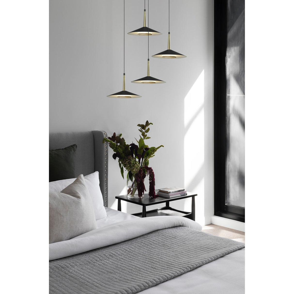 Orion 4 Light LED Cluster Pendant Light 32W 3000K - Black & Brass