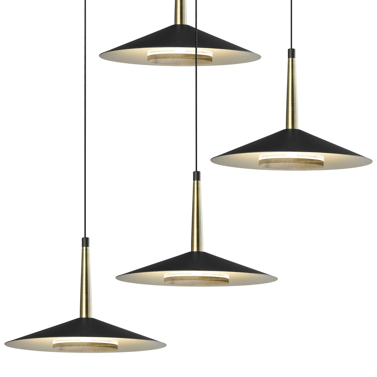 Orion 4 Light LED Cluster Pendant Light 32W 3000K - Black & Brass