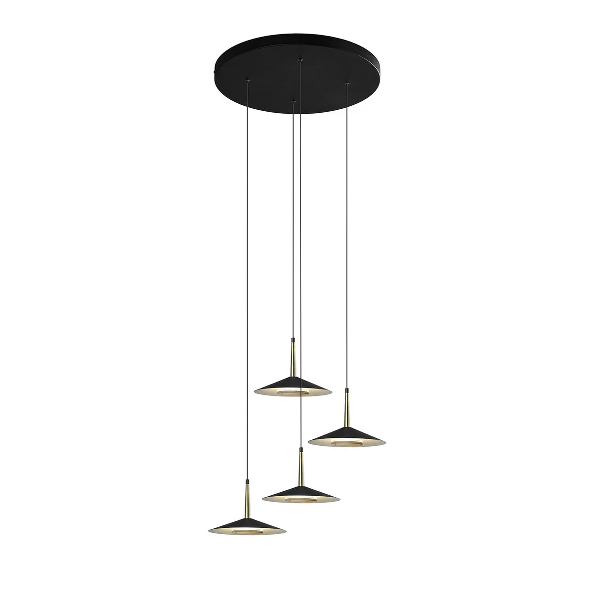 Orion 4 Light LED Cluster Pendant Light 32W 3000K - Black & Brass