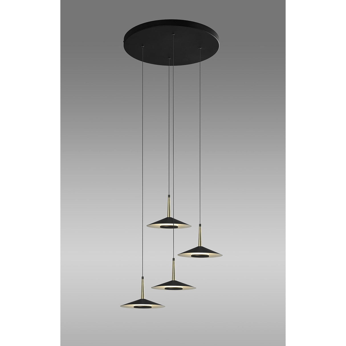 Orion 4 Light LED Cluster Pendant Light 32W 3000K - Black & Brass