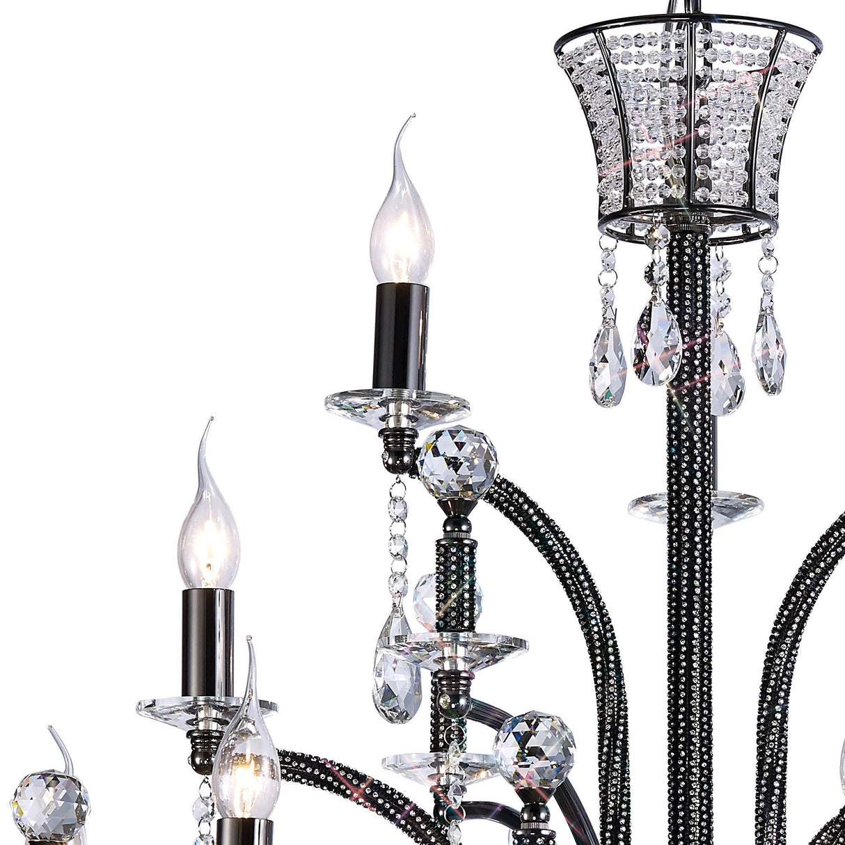 Orlando 80cm Large 12 Light Chandelier - Black Chrome