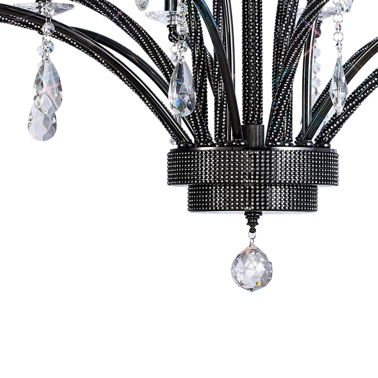 Orlando 80cm Large 12 Light Chandelier - Black Chrome