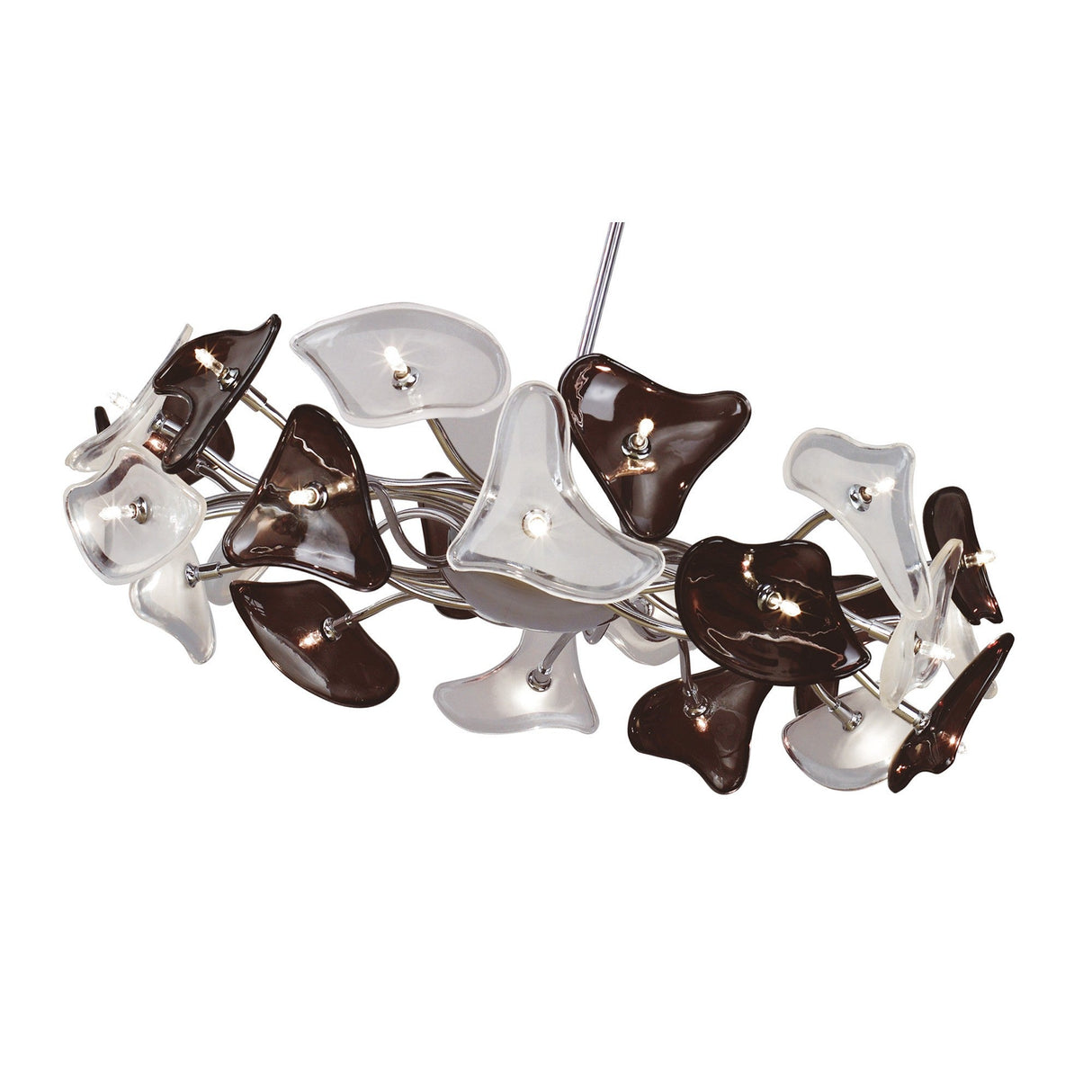 Otto 65cm Ring 24 Light Glass Chandelier - Chrome & Black