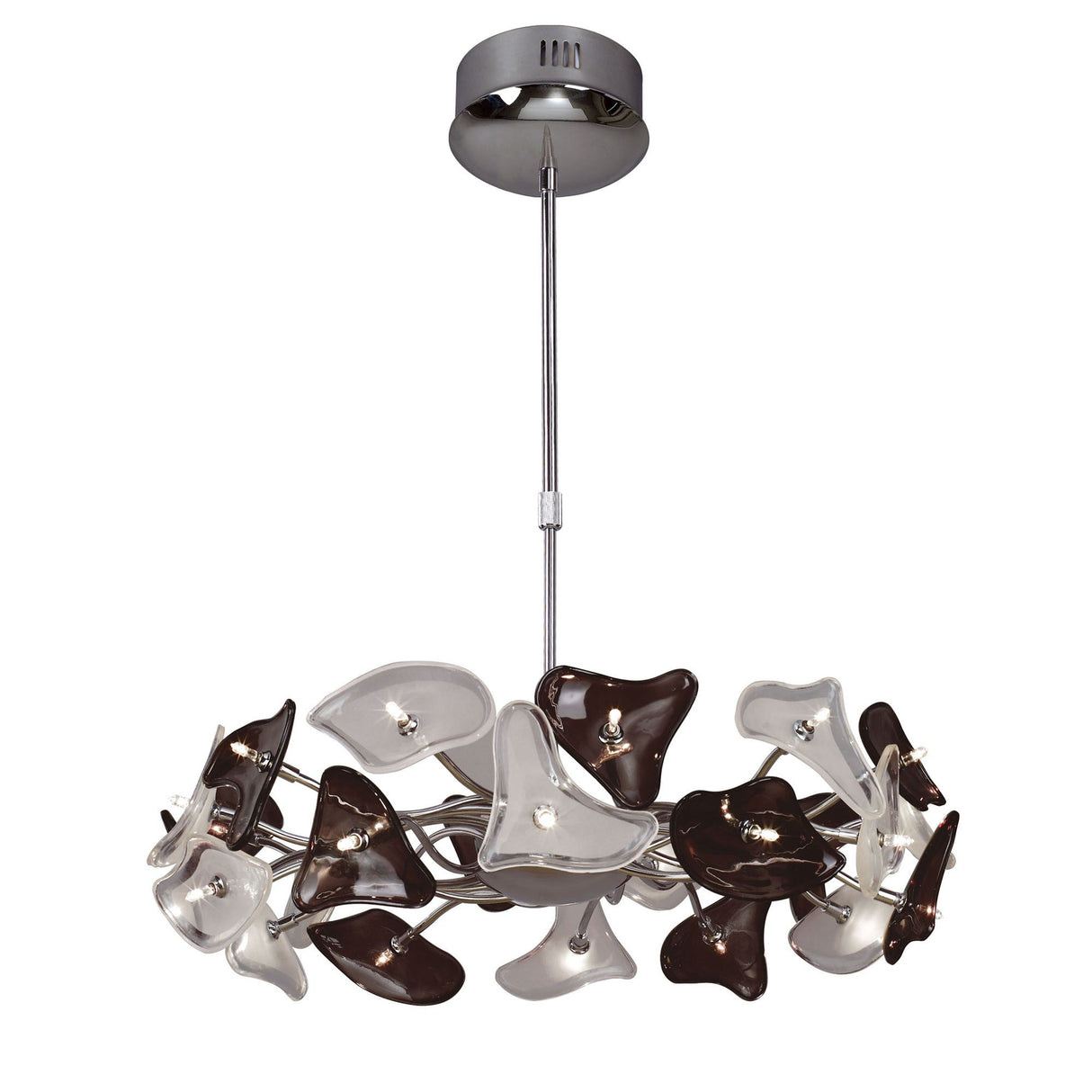 Otto 65cm Ring 24 Light Glass Chandelier - Chrome & Black