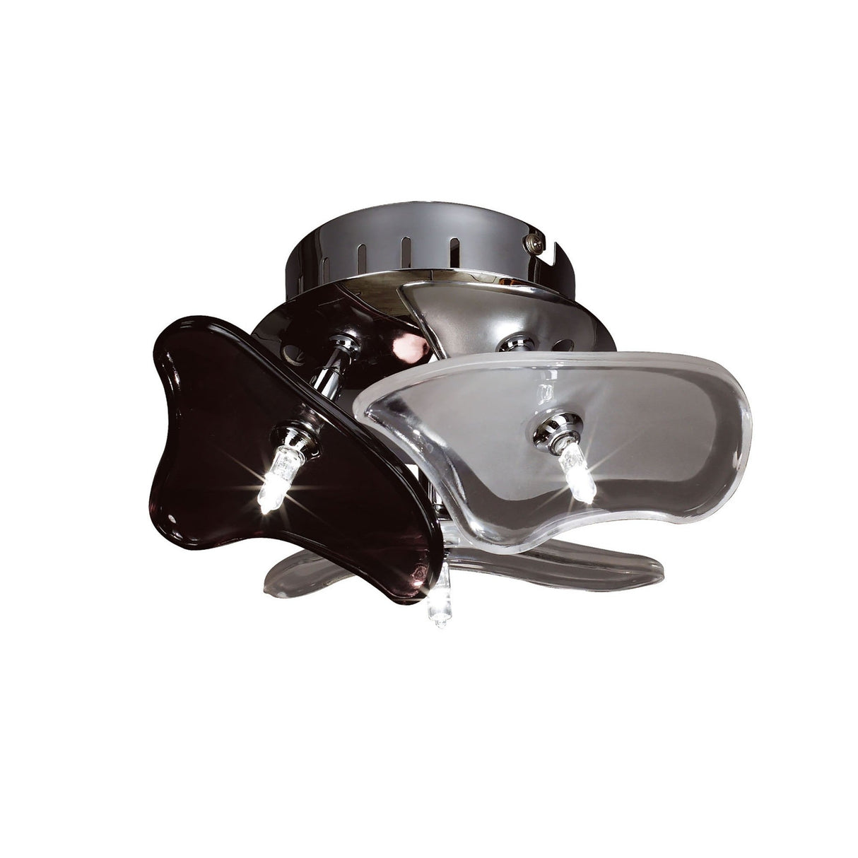 Otto 3 Light Glass Wall/Semi-Flush Ceiling Light - Chrome/Black