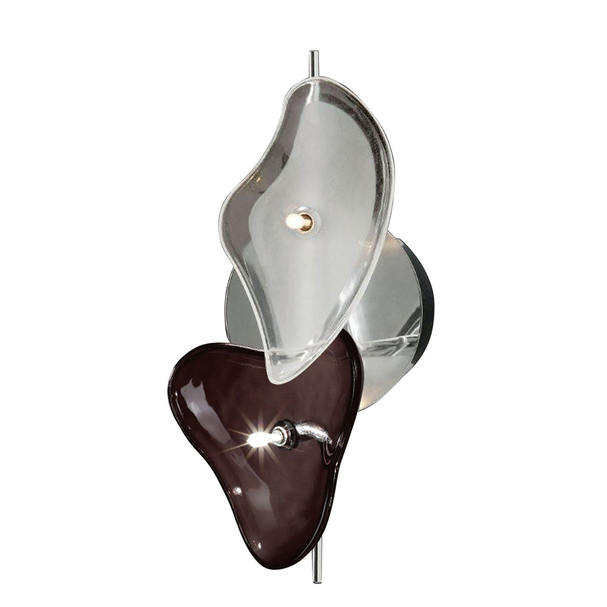 Otto 2 Light Glass Wall/Semi-Flush Ceiling Light - Chrome/Black