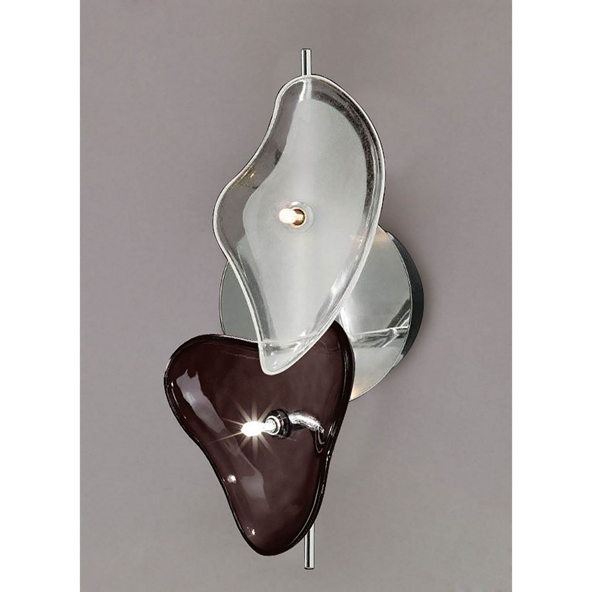 Otto 2 Light Glass Wall/Semi-Flush Ceiling Light - Chrome/Black