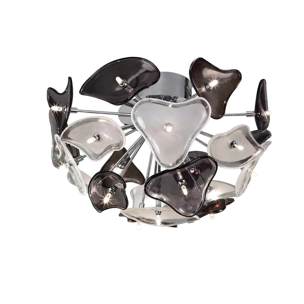 Otto 21 Light Semi-Flush Ceiling Light - Frosted Glass Chrome