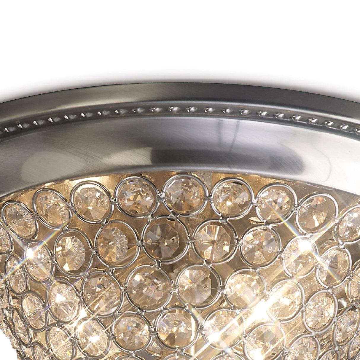 Paloma 2 Light Small Crystal Flush Ceiling Light - Satin Nickel