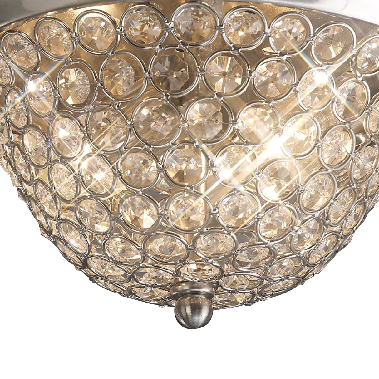 Paloma 2 Light Small Crystal Flush Ceiling Light - Satin Nickel
